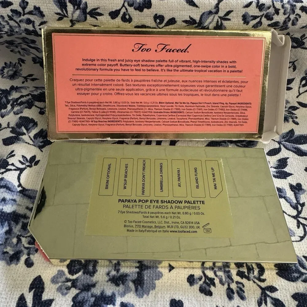 Too Faced Papaya Pop Eye Shadow Palette - 7 Shades - NIB